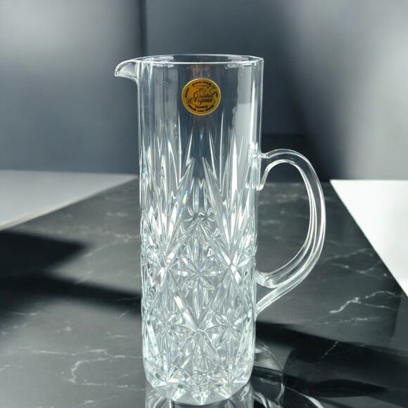 Vintage Cristal d'Arques France Mid Century Crystal Cocktail Pitcher Barware NEW - Picture 9 of 9